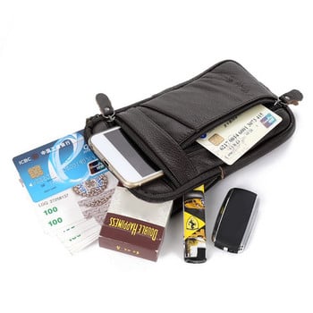 Мъжка модна чанта за телефон от естествена кожа, чанта за колан, през рамо, през рамо, през рамо и кръст Q1FA