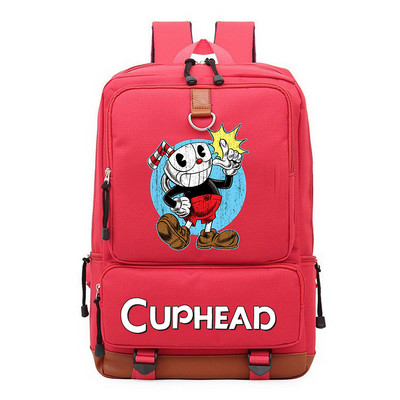 Cuphead Game Mugman hátizsák fiúknak lányoknak utazási vállas hátizsák férfiaknak női nagy kapacitású napi könyvtáska Mochila