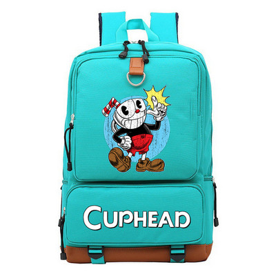 Cuphead Game Mugman hátizsák fiúknak lányoknak utazási vállas hátizsák férfiaknak női nagy kapacitású napi könyvtáska Mochila