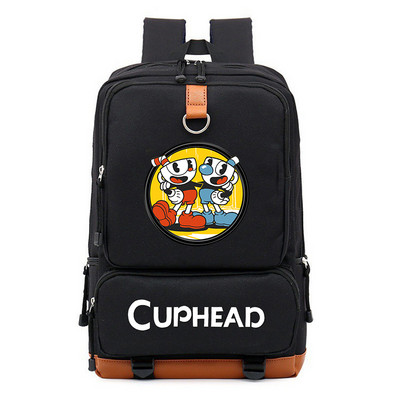 Cuphead Game Mugman hátizsák fiúknak lányoknak utazási vállas hátizsák férfiaknak női nagy kapacitású napi könyvtáska Mochila