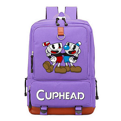 Cuphead Game Mugman hátizsák fiúknak lányoknak utazási vállas hátizsák férfiaknak női nagy kapacitású napi könyvtáska Mochila