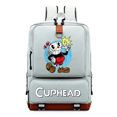 Cuphead Game Mugman hátizsák fiúknak lányoknak utazási vállas hátizsák férfiaknak női nagy kapacitású napi könyvtáska Mochila