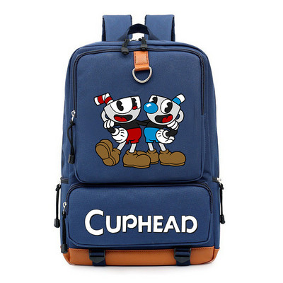 Cuphead Game Mugman hátizsák fiúknak lányoknak utazási vállas hátizsák férfiaknak női nagy kapacitású napi könyvtáska Mochila
