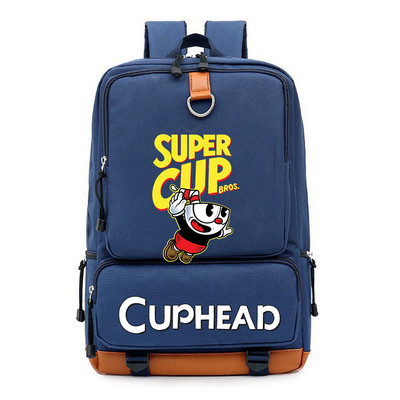 Cuphead Game Mugman hátizsák fiúknak lányoknak utazási vállas hátizsák férfiaknak női nagy kapacitású napi könyvtáska Mochila