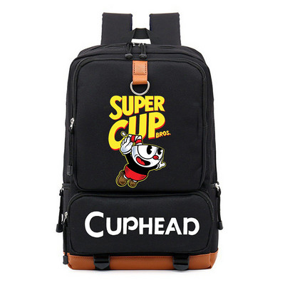 Cuphead Game Mugman hátizsák fiúknak lányoknak utazási vállas hátizsák férfiaknak női nagy kapacitású napi könyvtáska Mochila