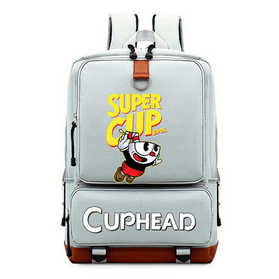 Cuphead Game Mugman hátizsák fiúknak lányoknak utazási vállas hátizsák férfiaknak női nagy kapacitású napi könyvtáska Mochila