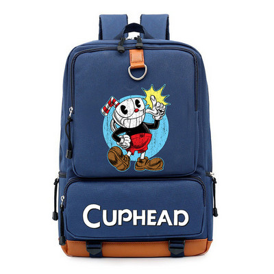 Cuphead Game Mugman hátizsák fiúknak lányoknak utazási vállas hátizsák férfiaknak női nagy kapacitású napi könyvtáska Mochila