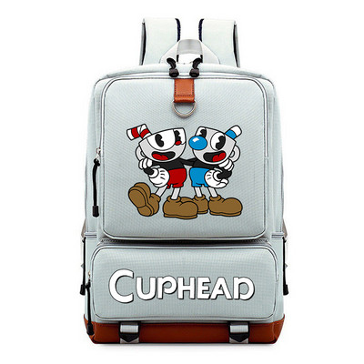 Cuphead Game Mugman hátizsák fiúknak lányoknak utazási vállas hátizsák férfiaknak női nagy kapacitású napi könyvtáska Mochila