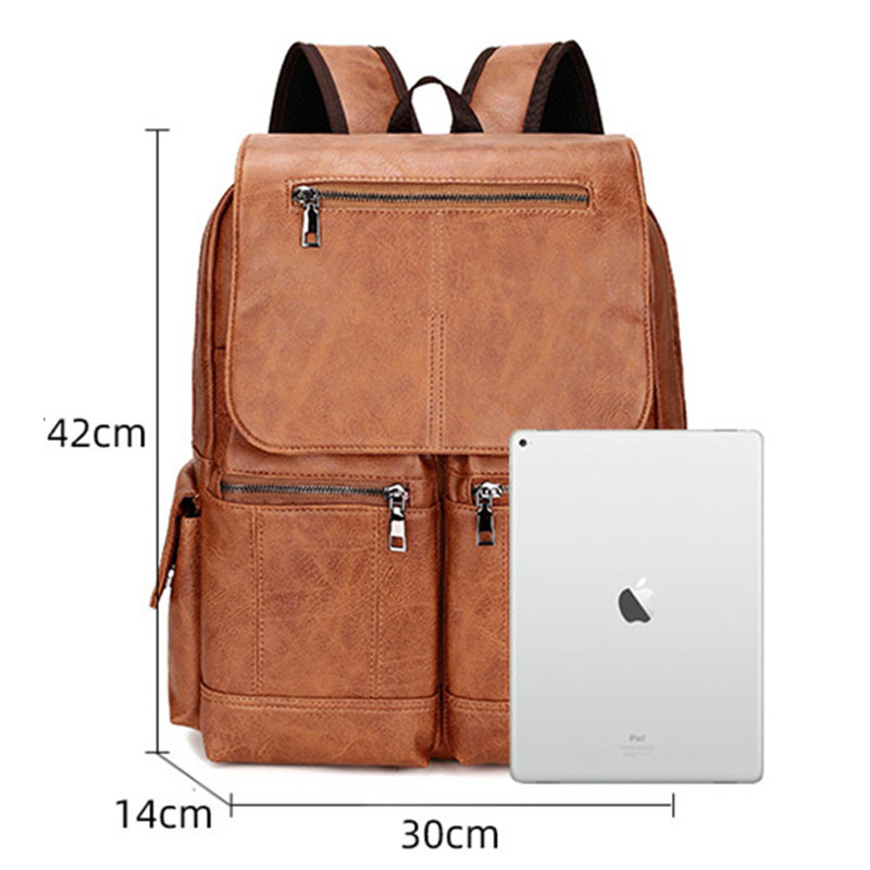 Vintage PU bőr tinédzser hátizsákok Retro divatos iskolatáska Férfi többfunkciós hátizsák férfi cipzáras tervező nagy kapacitású táska
