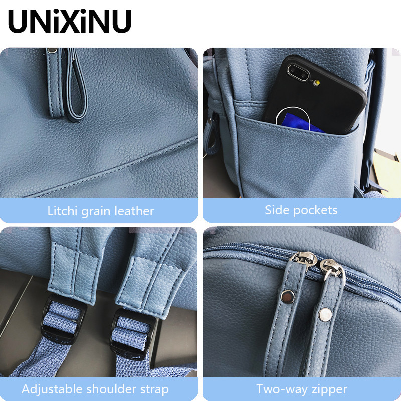 UNXINU juoda moteriška odinė kuprinė didelės talpos mokyklinis krepšys mergaitėms, laisvalaikio koledžo studentų kuprinė, knygų krepšys, nešiojamojo kompiuterio krepšys