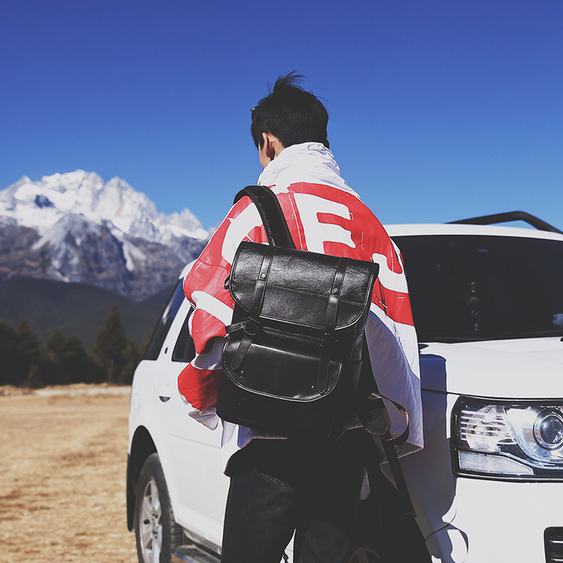 Férfi hátizsák bőr táska nagy laptop hátizsákok férfi Mochilas retro iskolatáska tinédzsereknek fiúknak Patchwork színe barna fekete