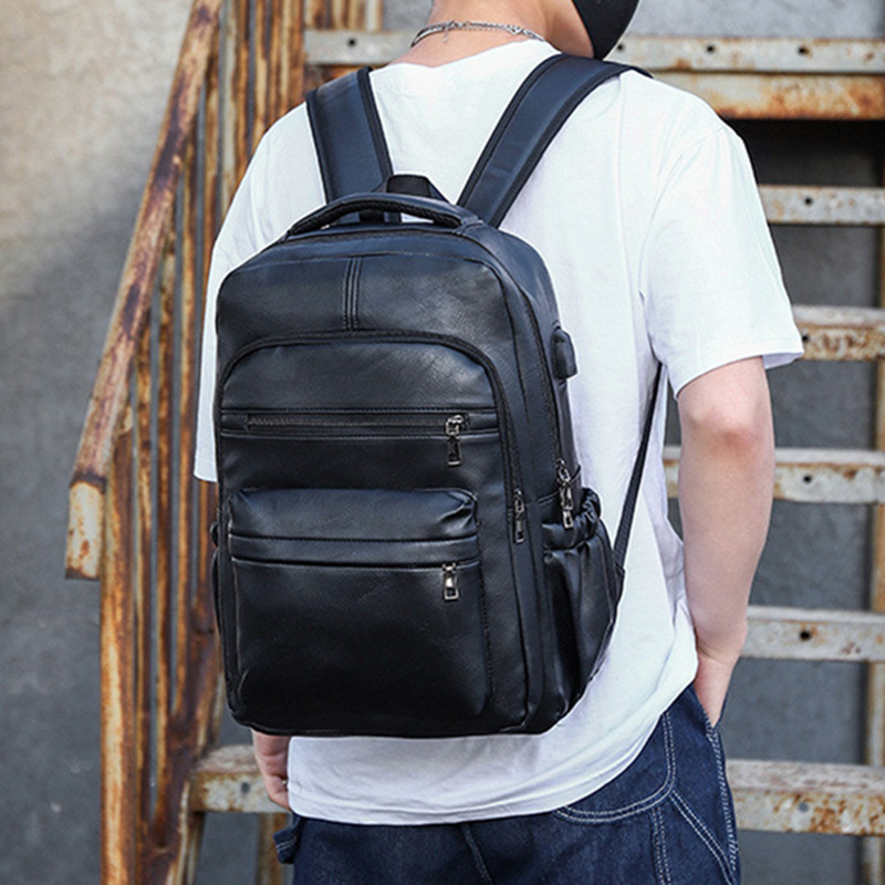 Rucsacuri vintage din piele PU de mare capacitate pentru adolescenți ghiozdan de modă retro ghiozdan multifuncțional bărbați cu fermoar designer nou