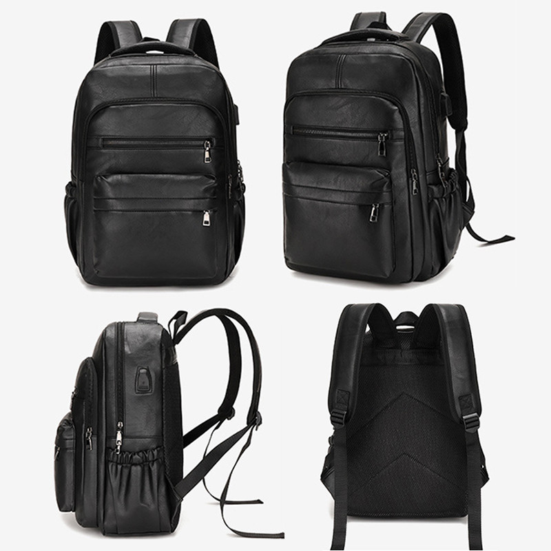 Rucsacuri vintage din piele PU de mare capacitate pentru adolescenți ghiozdan de modă retro ghiozdan multifuncțional bărbați cu fermoar designer nou
