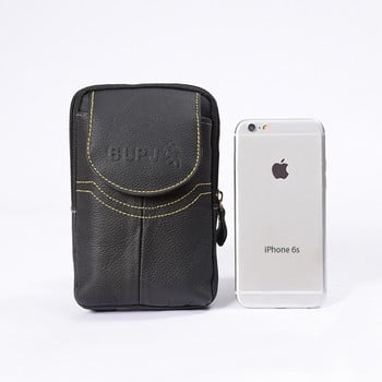 Δερμάτινο ανδρικό τσαντάκι τηλεφώνου Ζώνη τσάντα μέσης μικρή τσέπη πολυτελές πορτοφόλι Universal τσαντάκι για τρέξιμο Τσάντες ταξιδιού για κάμπινγκ