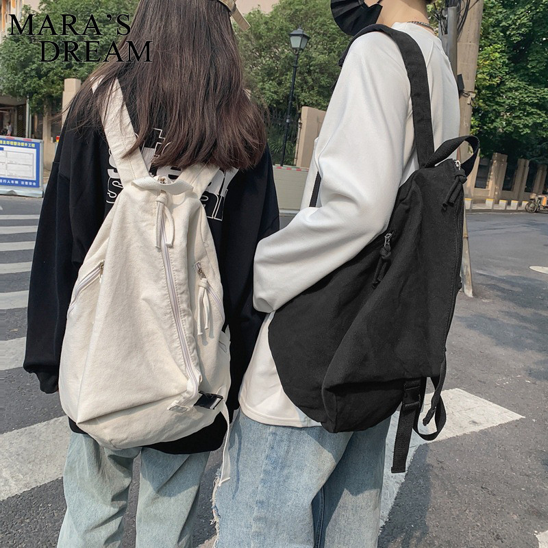 Mara`s Dream mosott háromszög vászon hátizsák uniszex alkalmi cipzáras hátizsák, nagy befogadóképességű tanulói iskolatáska utazó hátizsákok