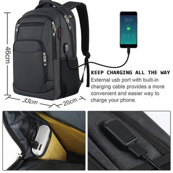 Раница за лаптоп за мъже USB порт 17,3 инча Многофункционална раница Бизнес чанта Oxford Outdoor Waterproof Backpack Чанта за компютър
