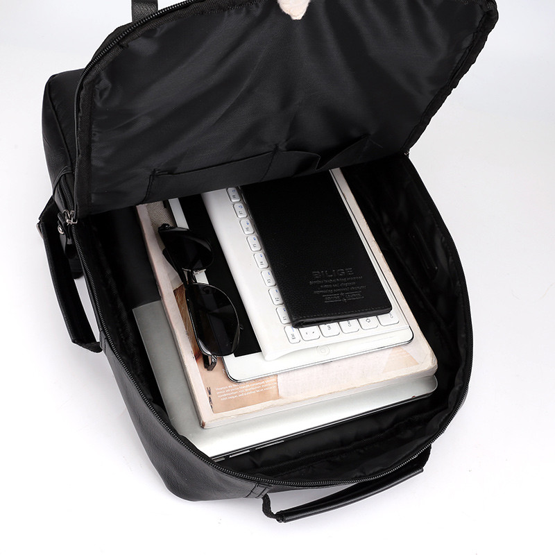 Rucsacuri de afaceri pentru bărbați Geantă impermeabilă pentru laptop din piele PU Rucsac de încărcare USB de mare capacitate Rucsac de modă masculină