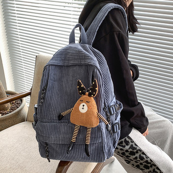 Винтидж кадифена раница против кражба Модна дамска раница Едноцветна сладка ученическа чанта за тийнейджърки Пътна чанта през рамо
