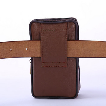 Многофункционална мъжка чанта за колан Bisi Goro Ретро джоб за мобилен телефон с кредитна карта PU кожен портфейл Двуслойна чанта за кръста