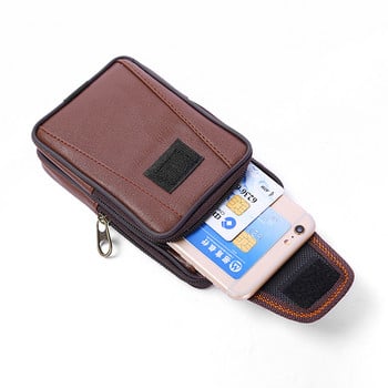 Многофункционална мъжка чанта за колан Bisi Goro Ретро джоб за мобилен телефон с кредитна карта PU кожен портфейл Двуслойна чанта за кръста