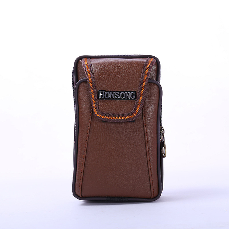 Bisi Goro daudzfunkcionāla vīriešu jostas soma Vintage kredītkarte Mobilā tālruņa kabata PU ādas pārgājienu maks Divslāņu jostas soma