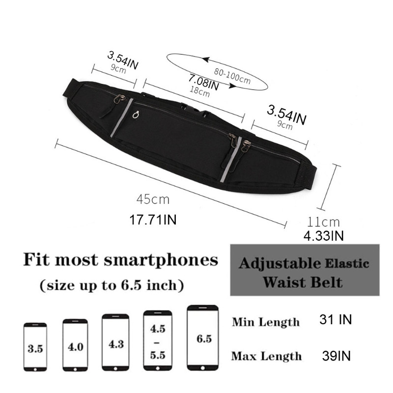 Unisex reguleeritav jooksuvöökott Jõusaali vöö trenn põrmekott Elastne õhuke telefonihoidja Fanny Pack meeste naiste sörkimise tasku
