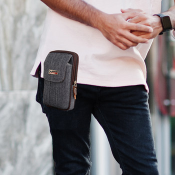 Модна многофункционална мъжка поясна чанта тип фани, платнена ежедневна чанта за мобилен телефон, джоб, мъжки спортен колан за пътуване на открито, торбичка за задника