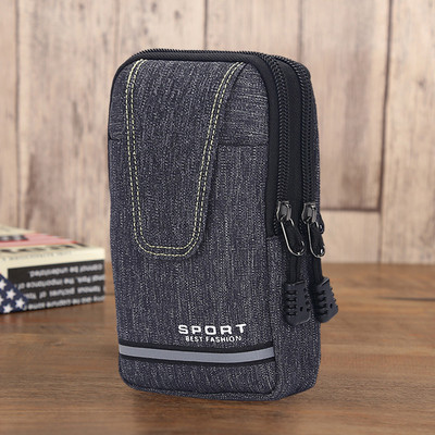 Geantă pentru bărbați de modă multifuncțională din pânză, ocazională, pentru telefon mobil, buzunar pentru bărbați, pentru călătorii în aer liber, curea sport, husă
