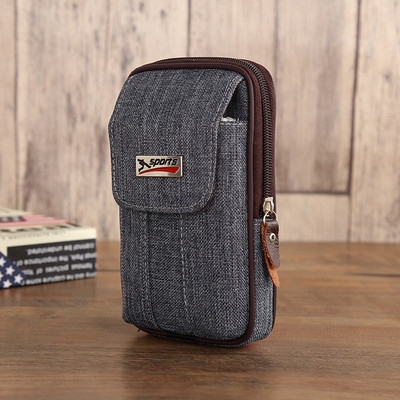 Geantă pentru bărbați de modă multifuncțională din pânză, ocazională, pentru telefon mobil, buzunar pentru bărbați, pentru călătorii în aer liber, curea sport, husă