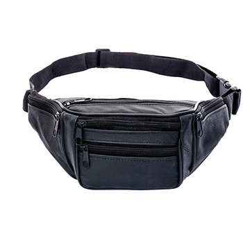Преносима мъжка чанта от изкуствена кожа с опростен дизайн Чанта за кръста с много джобове за съхранение Чанта с много джобове