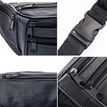 Преносима мъжка чанта от изкуствена кожа с опростен дизайн Чанта за кръста с много джобове за съхранение Чанта с много джобове
