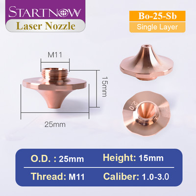 Startnow Bo sorozatú lézeres vágófúvóka D25 Átm. 32mm H15 Egyrétegű, kétrétegű, 1,0 kaliberű 3,0 mm-es lézeres hatszögletű réz fúvóka