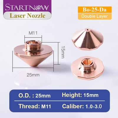 Startnow Bo sorozatú lézeres vágófúvóka D25 Átm. 32mm H15 Egyrétegű, kétrétegű, 1,0 kaliberű 3,0 mm-es lézeres hatszögletű réz fúvóka