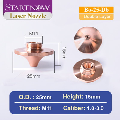 Startnow Bo sorozatú lézeres vágófúvóka D25 Átm. 32mm H15 Egyrétegű, kétrétegű, 1,0 kaliberű 3,0 mm-es lézeres hatszögletű réz fúvóka