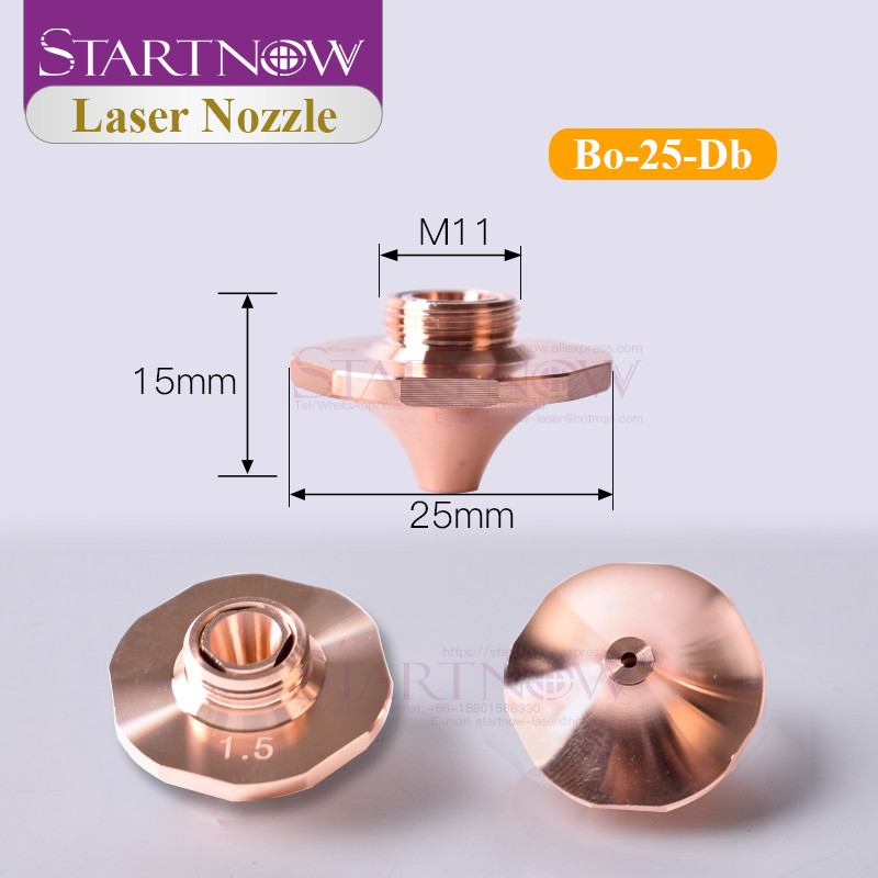 Startnow Bo sorozatú lézeres vágófúvóka D25 Átm. 32mm H15 Egyrétegű, kétrétegű, 1,0 kaliberű 3,0 mm-es lézeres hatszögletű réz fúvóka