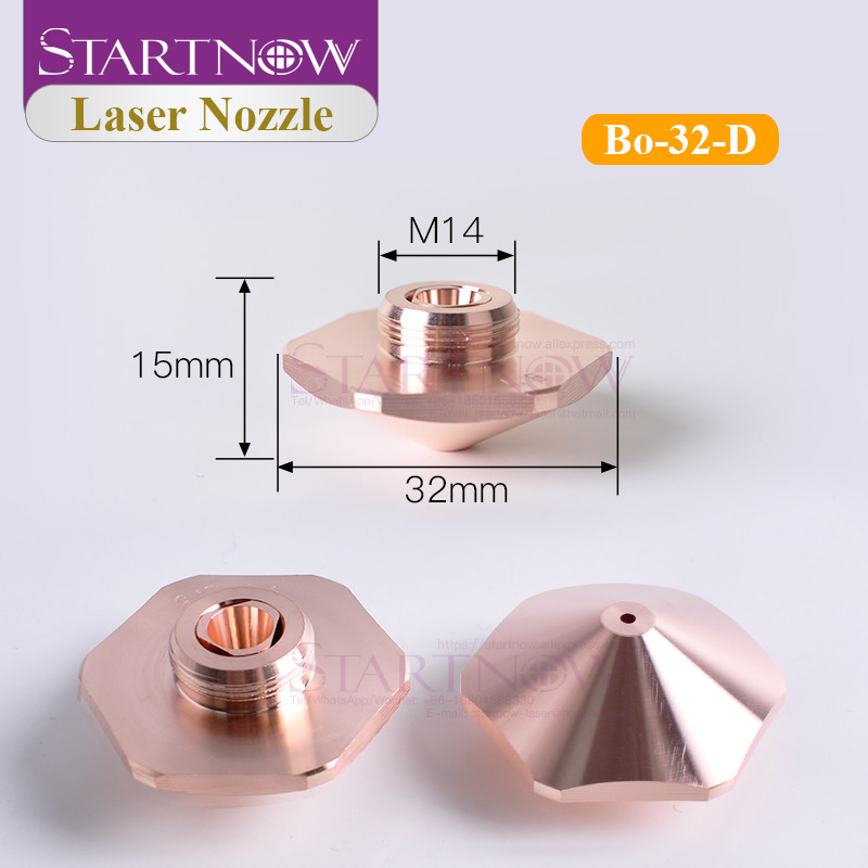 Startnow Bo sorozatú lézeres vágófúvóka D25 Átm. 32mm H15 Egyrétegű, kétrétegű, 1,0 kaliberű 3,0 mm-es lézeres hatszögletű réz fúvóka