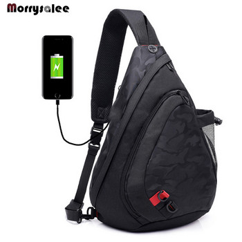 Гръдна чанта за мъже Водоустойчиви найлонови чанти за през рамо Мъжка чанта Messenger Ежедневни ръчни чанти за пътуване Чанти за през рамо Голям капацитет USB