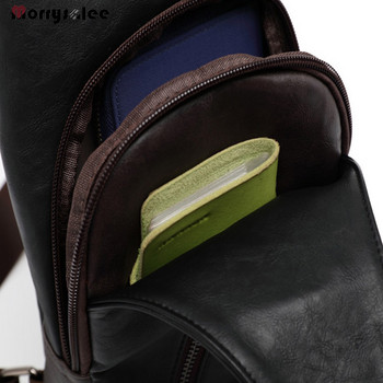 Ανδρικές τσάντες στήθους PU Δερμάτινες τσάντες στήθους Fashion Trend Τσάντα ώμου Τσάντα Messenger Ανοιχτή δερμάτινη τσάντα με δυνατότητα κλοπής με περιστρεφόμενο κουμπί