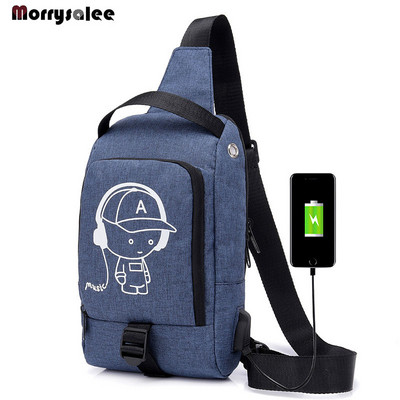 Mellkas csomag Férfi futártáska USB töltő Válltáskák Sport és szabadidő Nagy kapacitású lopásgátló fitnesz táska