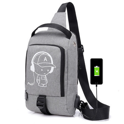 Mellkas csomag Férfi futártáska USB töltő Válltáskák Sport és szabadidő Nagy kapacitású lopásgátló fitnesz táska