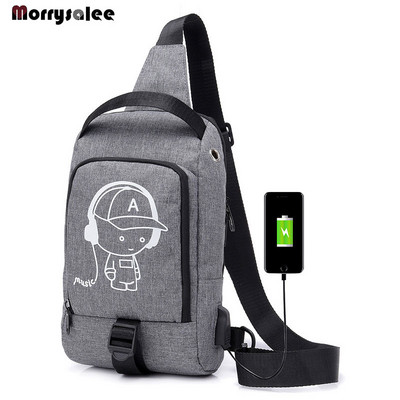 Mellkas csomag Férfi futártáska USB töltő Válltáskák Sport és szabadidő Nagy kapacitású lopásgátló fitnesz táska