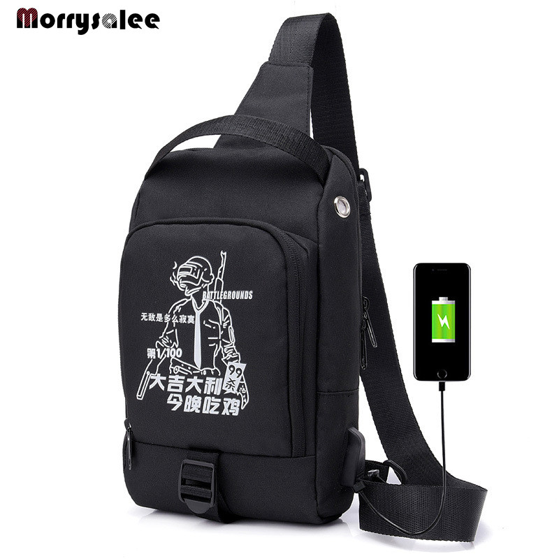 Mellkas csomag Férfi futártáska USB töltő Válltáskák Sport és szabadidő Nagy kapacitású lopásgátló fitnesz táska