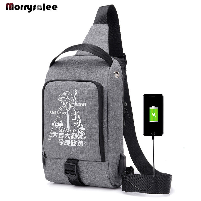 Mellkas csomag Férfi futártáska USB töltő Válltáskák Sport és szabadidő Nagy kapacitású lopásgátló fitnesz táska