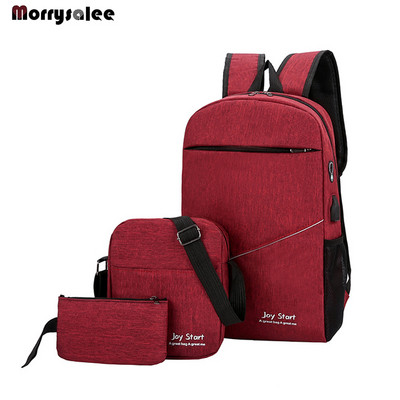 3 db/szett női férfi alkalmi lopásgátló hátizsák USB port vízlepergető töltő utazó laptop iskolatáska nagy kapacitású 2022