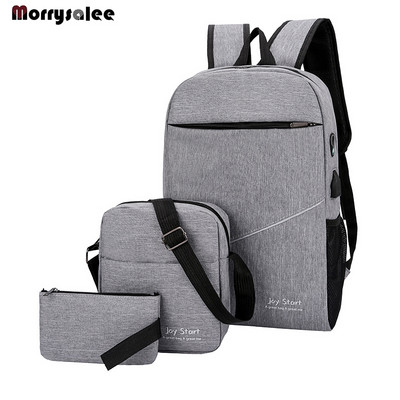 3 db/szett női férfi alkalmi lopásgátló hátizsák USB port vízlepergető töltő utazó laptop iskolatáska nagy kapacitású 2022