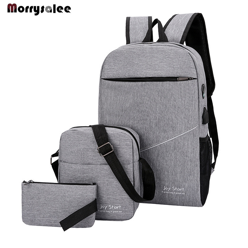 3 db/szett női férfi alkalmi lopásgátló hátizsák USB port vízlepergető töltő utazó laptop iskolatáska nagy kapacitású 2022