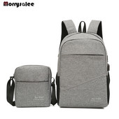 Ανδρικό σακίδιο πλάτης φορητού υπολογιστή 2 τμχ για 15'' USB Charger Backpacks Computer Αντικλεπτική Τσάντα Unisex Σχολική Τσάντα Backpack Travel Mochila