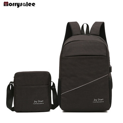 Ανδρικό σακίδιο πλάτης φορητού υπολογιστή 2 τμχ για 15'' USB Charger Backpacks Computer Αντικλεπτική Τσάντα Unisex Σχολική Τσάντα Backpack Travel Mochila