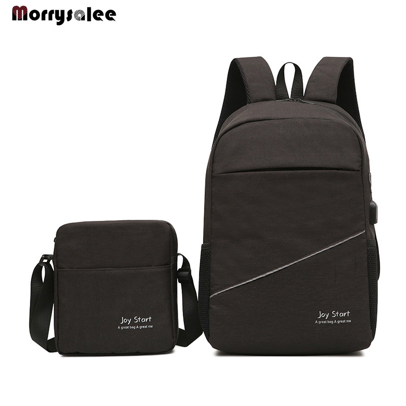 Ανδρικό σακίδιο πλάτης φορητού υπολογιστή 2 τμχ για 15'' USB Charger Backpacks Computer Αντικλεπτική Τσάντα Unisex Σχολική Τσάντα Backpack Travel Mochila