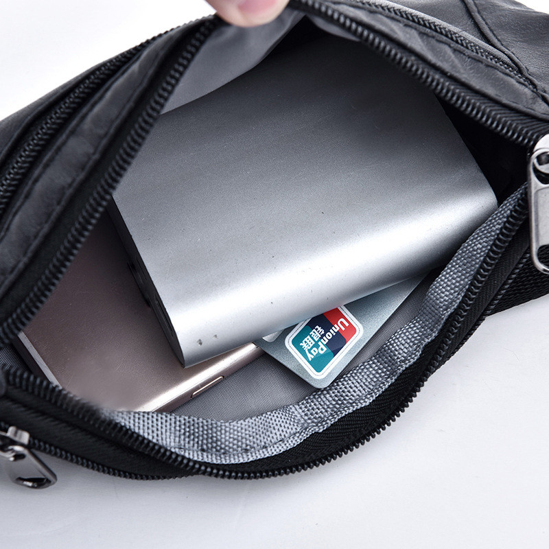 Geantă casual din piele PU pentru bărbați Pachet de telefon cu bani, vintage, neagră, cu centură, geantă mică de călătorie pentru bărbați